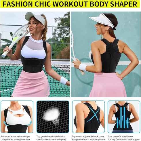 URSEXYLY Back Brace For Women Waist Trainer Vest Back Straightener Adjustable Posture Corrector Spinal Neck Shoulder