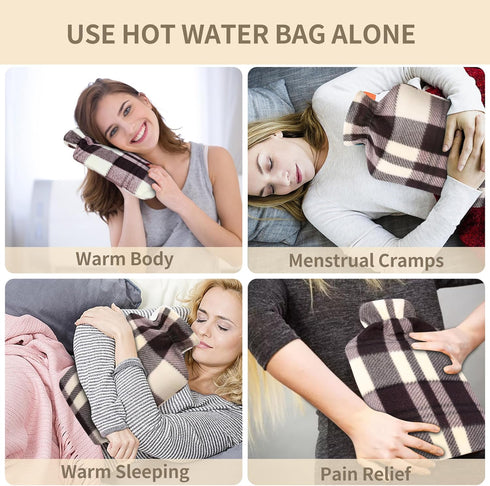 Toxin 2L 130cm Hot Water Bag, Hot Water Bottle wtih Cover, Rubber Warm Hot Water Bottles Pouch with Long Soft Waist