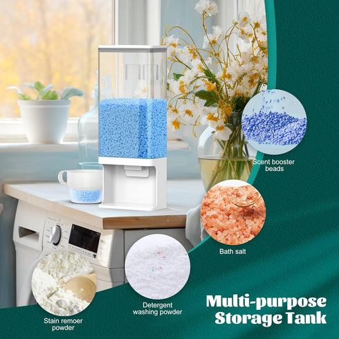 Laundry Detergent Dispenser, 52.5 OZ Wall-Mounted Scent Booster Beads Holder for Laundry Room Storage