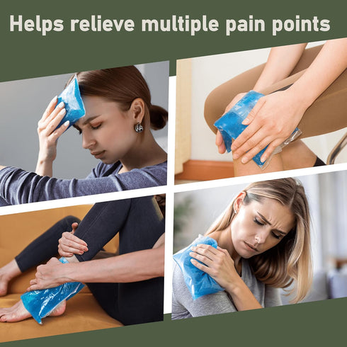 Gel Hot and Cold Pack for Pain Relief - Reusable Ice Packs for Injuries, Set of 4, Knee, Back, Wrist, Hand, Ankle