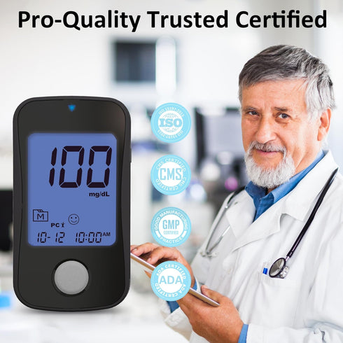 TD-4125 Blood Glucose Monitor Kit, 100 Glucometer Strips & Lancets, No Coding Diabetes Test Kit