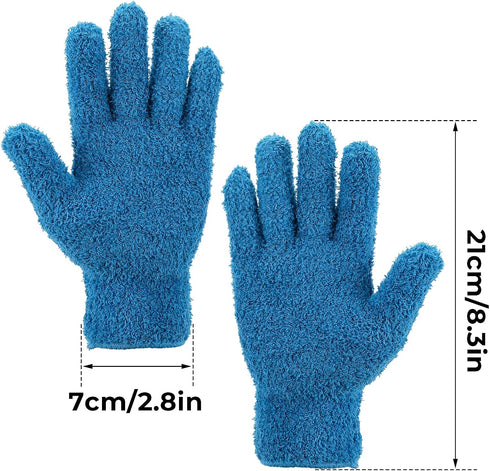 2 Pairs Microfiber Gloves Household Cleaning Gloves Plant Dusting Gloves Washable Reusable Mittens Gloves for Plants House Cars Blinds Dusting Furniture and Small Objects (Sky Blue, Blue)