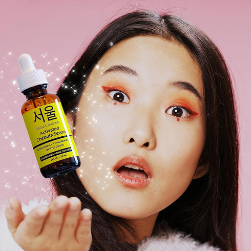 SeoulCeuticals Chebula Active Serum for Face - Korean Skin Care Anti-Aging with Hyaluronic Acid, 1oz