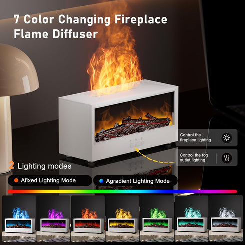 Humidifier,7 Fireplace Flame Air Diffuser Colors Aromatherapy Essential Oil Diffuser, Ultrasonic Aroma Humidifier