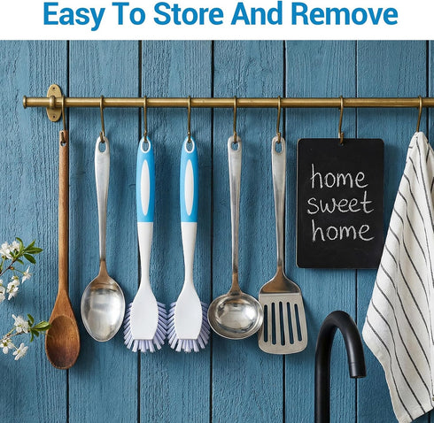 Meyeyaia 20pcs 11 Inch Blue Kitchen Dish Brush Bulk with Anti Slip Handle, Kitchen Bcrub Brush & Dish Brushes
