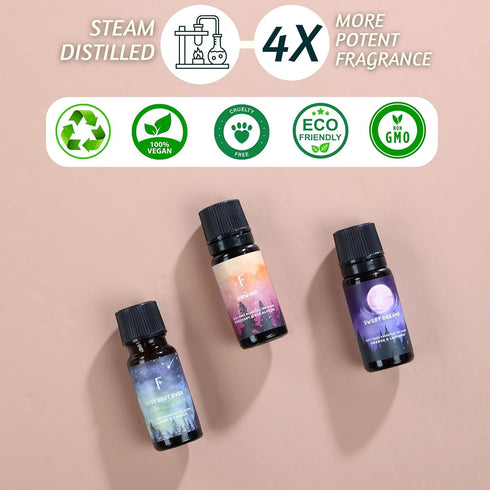 Folkulture Sleep Essential Oils Set for Diffusers, Pack of 3 Pure Oil Scents - Vanilla, Rosemary, Eucalyptus, Lavender