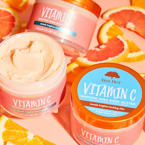 Tree Hut Vitamin C Whipped Shea Body Butter, 8.4oz Lightweight Hydrating Moisturizer with Natural Shea Butter