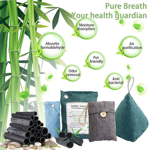 14 PACK Charcoal Bags Odor Absorber (10x100g+4x200g) Activated Bamboo Charcoal for Home, Car, Shoes, Closet, Pet