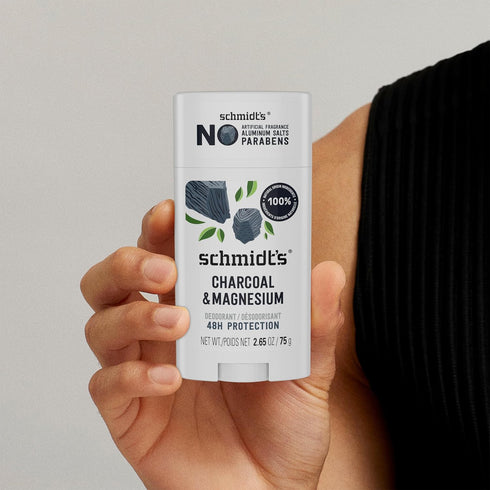 Schmidt's Aluminum-Free Vegan Deodorant Charcoal & Magnesium, 2.65 oz, Natural Ingredients