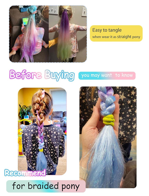 Ponytail Extension with Hair Tie, 26 inch Colored Hair Extensions for Braiding Rainbow Festival