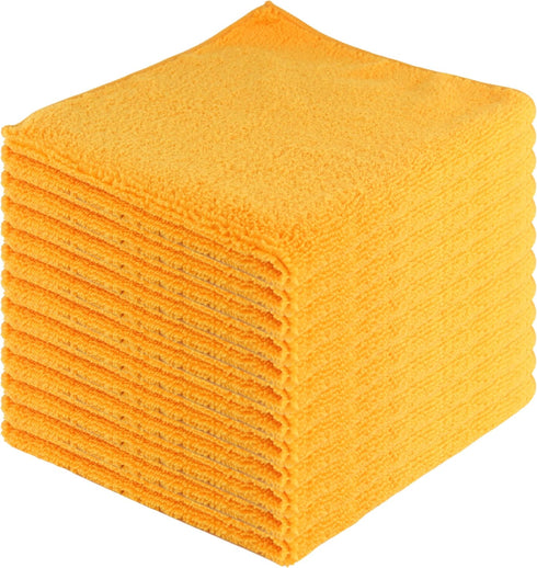 Microfiber Cleaning Cloths, 12 Pack, 16"x16", Lint-Free, Reusable, Washable Pro Towels, Orange for House, Kitchen,