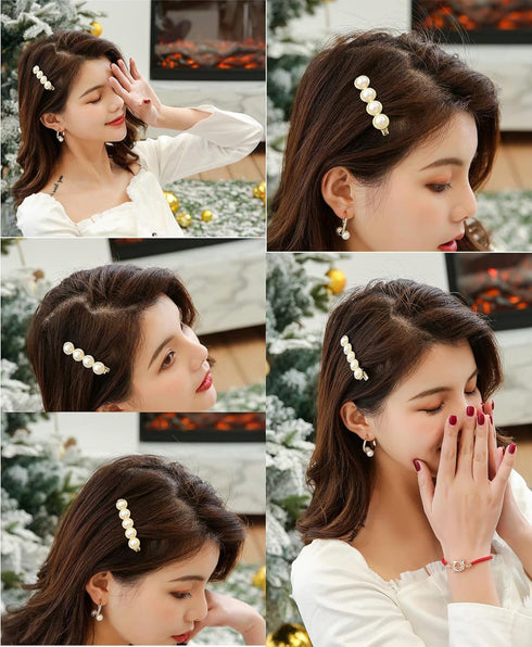 Pearls Hair Clips Pins for Women, Trendy Barrettes for Thick Thin Hair, Bling Hairpins, Styling Tools Accessories