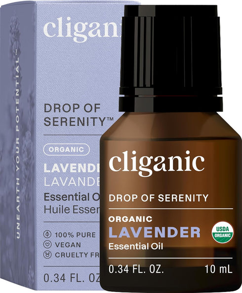 Cliganic Organic Lavender Essential Oil, 100% Pure Natural Undiluted for Aromatherapy Diffuser