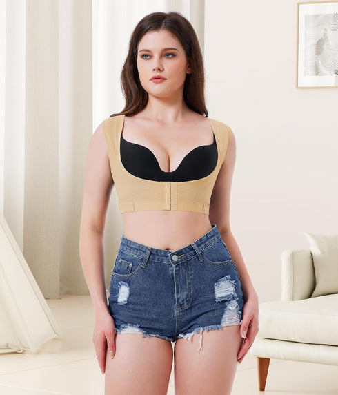 URSEXYLY Upper Back Brace for Women, Breathable Posture Corrector Support Back Straightener for Pain Relief (Beige, XL)
