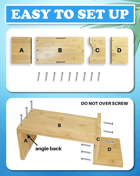 Skywin Wood Laundry Detergent Holder & Drip Tray Catcher, Wood Soap Dispenser, Laundry Bottle Stand, Organizer.