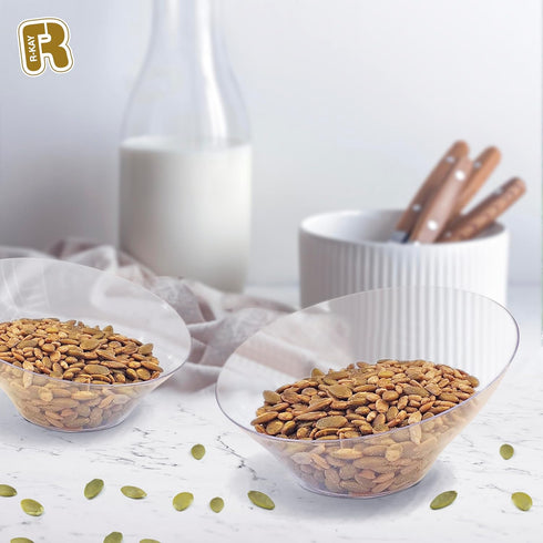 R-kay 6 Pack Angled Plastic Serving Bowls - Clear Plastic bowls 20 Oz - Disposable Serving Bowls - Premium Clear Bowls Disposable Heavy Duty For Weddings Catering And Birthday parties by R-kay