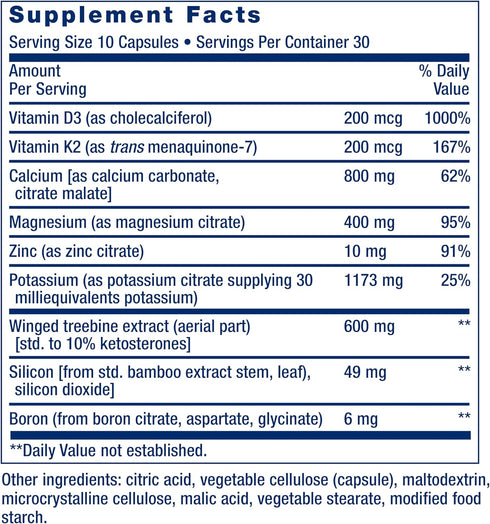 Life Extension Dr. Strum's Intensive Bone Formula | Cissus quadrangularis, Calcium, Vitamin D3, K2, Magnesium, Zinc,