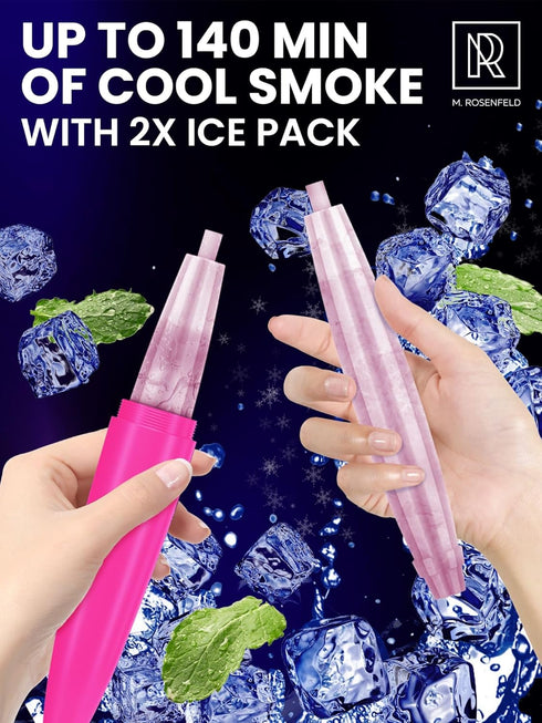 Premium Ice Pipe Hookah Hose Set, Pink Ice Hookah with 2 Reinforced Cooling Packs, Soft Grip, Mouthpiece Accessory Set