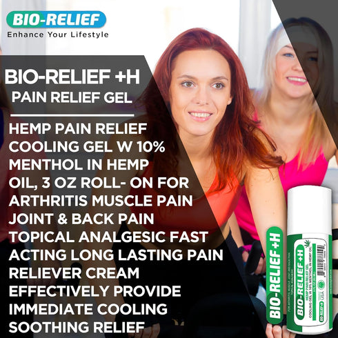 Fast Acting Hemp Pain Relief Gel with Menthol, Cooling Topical Analgesic Roll-on for Muscle and Joint Pain Relief