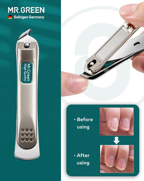 MR.GREEN Nail Clipper 4Pcs Set, Stainless Steel Manicure Pedicure Kit with Travel Case Gift Box