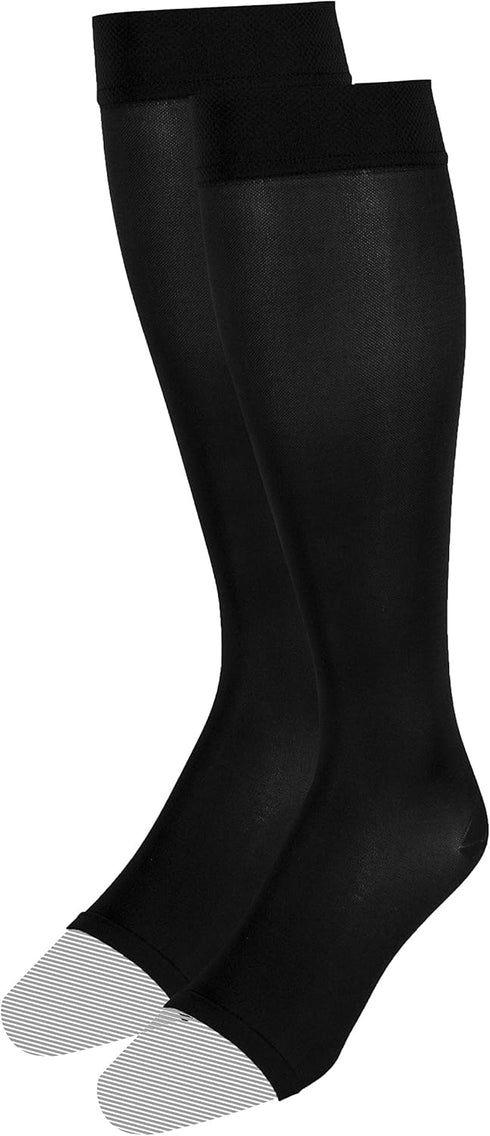 Truform Women's Compression Stockings, 20-30 mmHg, Knee High Length, Open Toe, Black, Medium