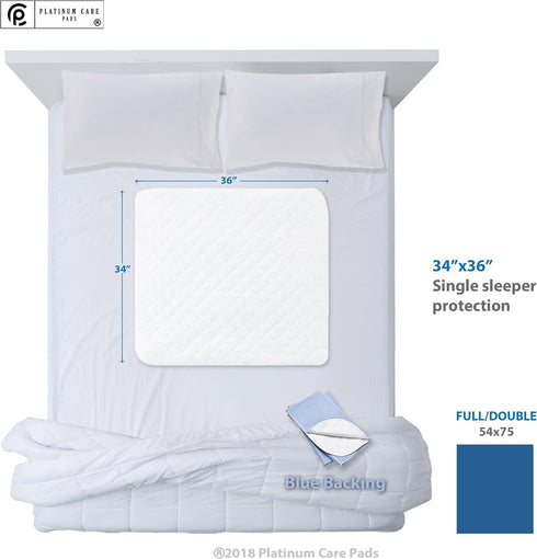 Pack 4 34"X36") Reusable Bed Underpad - Waterproof & Washable - Absorbent Mattress Protector - Incontinence Bed Pads