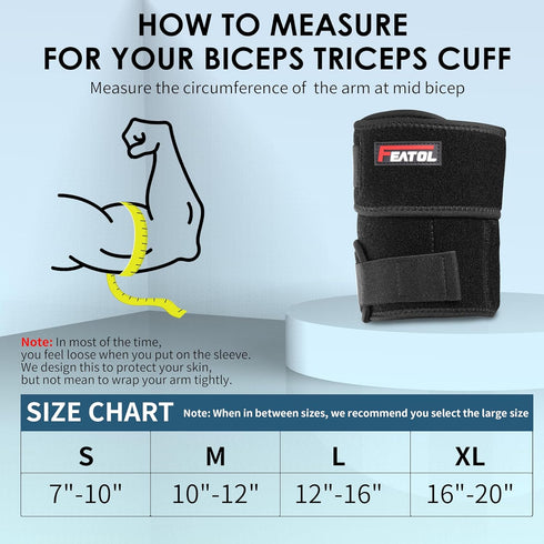 FEATOL Bicep Tendonitis Brace with 2 Gel Ice Packs, Upper Arm Brace Tricep Compression Sleeve Support for Hot & Cold