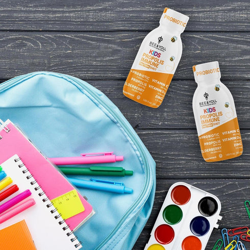 BEE and You Kids Propolis Immune Day Time Shot - 1.69 Fl. oz, 12 Pack - Probiotic, Vitamin C, D3, Zinc for Immune
