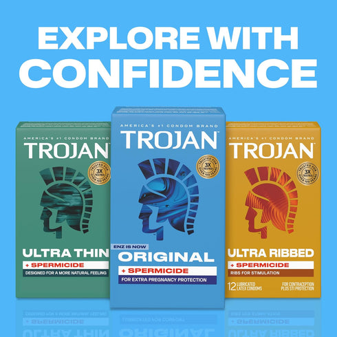Pack, 36 Count TROJAN ENZ Spermicidal Lubricated Condoms, Value