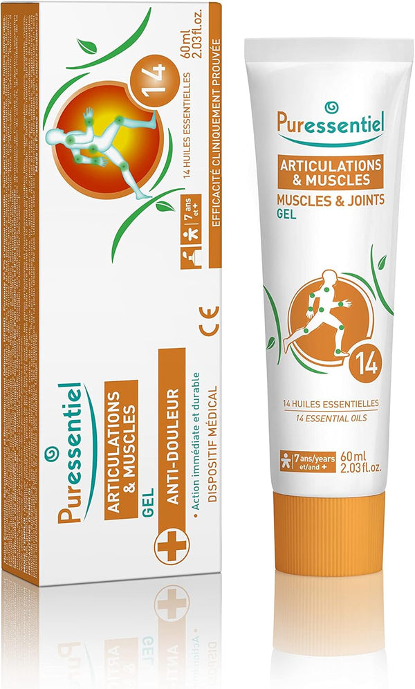 Puressentiel Muscles and Joints Gel - 2.02 oz Cooling Gel for Muscle, Knee, Foot, and Back Relief
