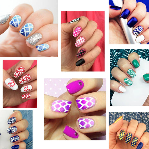 TailaiMei 144 Pieces Nail Vinyls Stencil Sticker Set, 72 Designs for Nail Art Decal, 24 Sheets Reusable DIY