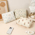 Quilted Cotton Makeup Bag, 2Pcs Coquette Cosmetic Bag, Large Soft Floral Travel Toiletry Bag for Women