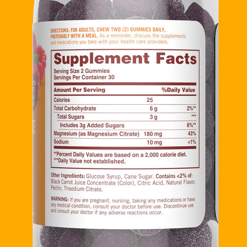 Sundown Magnesium Citrate Gummies, 60 Count, Supports Nerve, Bone & Muscle Health, Vegetarian, Raspberry Flavored