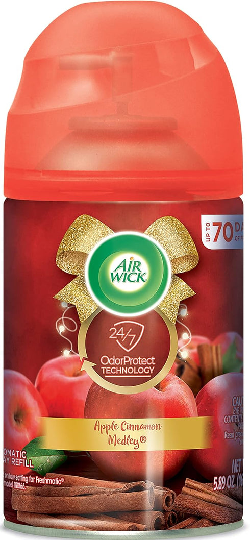 Air Wick Automatic Air Freshener Spray Refill, 1ct, Apple Cinnamon, Essential Oils for Odor Neutralization