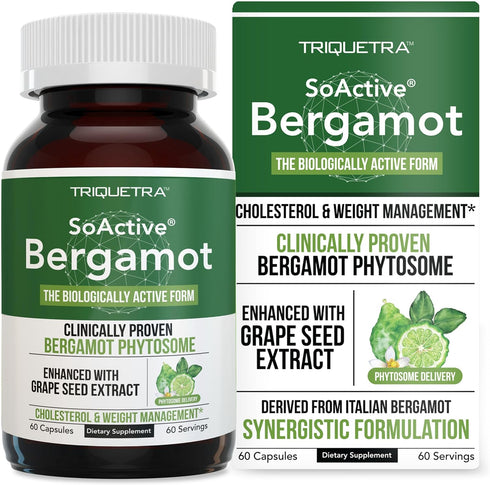 SoActive Bergamot - 2.5X More Effective Italian Citrus Phytosome - Supports Cholesterol & Cardiovascular Health, 60