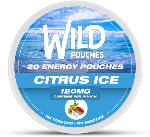 Wild Pouches Wild 120mg Caffeine Pouches Nicotine Free Citrus Ice - 20 x Energy