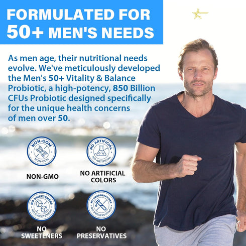 QIVERNAMY 50+ 850 1800mg 50, 90 Probiotics for Men, Advanced Mens Probiotic, Comprehensive Gut & Energy Support