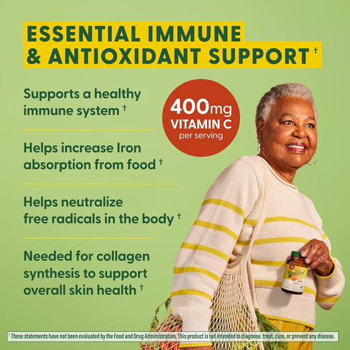 MegaFood Ultra C 400 mg - Vegan Immune Support Supplement with Real Food - 60 Tablets, Gluten-Free