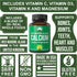 Plant Based Calcium - Red Marine Algae Calcium Supplement with Vitamin C, D3, K, Magnesium - Vegan Capsules for Bones,