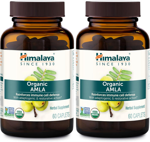 Himalaya Organic Amla/Amalaki, 600 mg, 60 Caplets, Active Immune Support, 2 Month Supply, 2 Pack