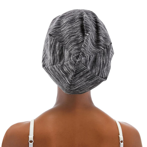 Silky Satin Lined Bonnet for Women, Adjustable Slouchy Beanie Sleep Cap for Long Curly Hair, Braids, Dreadlocks (Black)