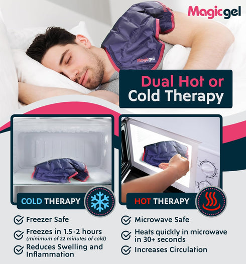 Magic Gel Ice Pack, Reusable Flexible Hot or Cold Therapy Compression Wrap for Rotator Cuff Injuries