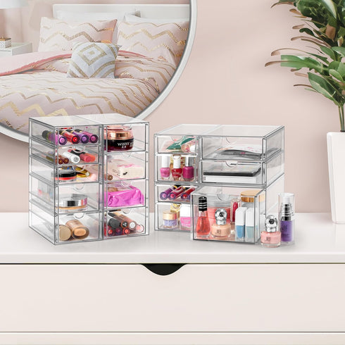 Sorbus Makeup Organizer with 16 Drawers, Clear Acrylic Drawer Organizer for Makeup, Office, Jewelry, Art Supplies