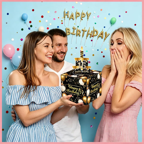 Rxwstt Birthday Money Box for Cash Gift, Pull Out Explosion Surprise Box, Money Roll Cake Pull Out Kit with Cards