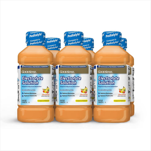 GoodSense Mixed Fruit Electrolyte Solution, Replaces Electrolytes, Fluid & Zinc, 33.8 Fl Oz, Pack of 6