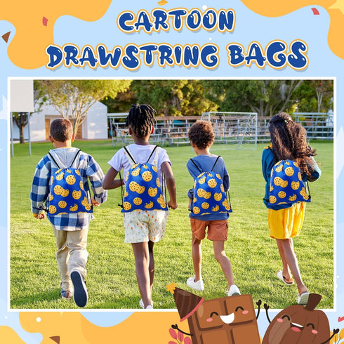 Yiyiring 30 Pcs Cookies Drawstring Gift Bags Cookies Party Favor Bags for Chocolate Chip Cookie and Milk Theme Birthday