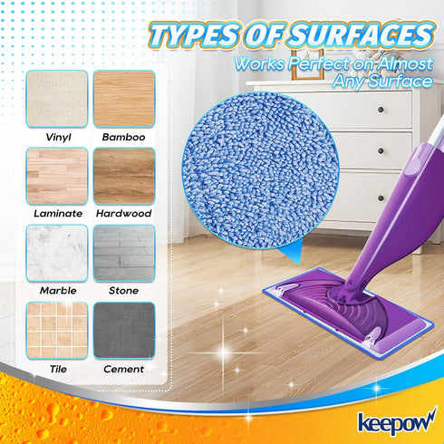 Reusable Mop Pads Compatible with Swiffer Wet Jet, 5 Pack Microfiber Replacement Pads for Hardwood Floor