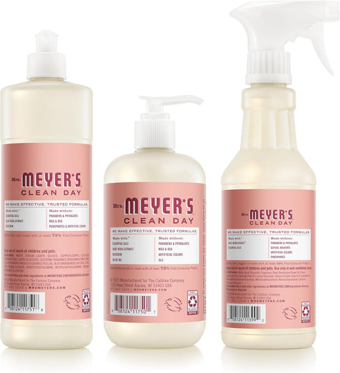 Set, (12.5 Oz), (16 Oz) (16 Oz) Mrs. MEYER'S CLEAN DAY Kitchen Basics Rose Scent Cleaning Supplies includes Hand Soap