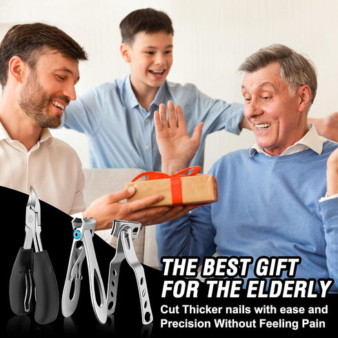 Toenail Clippers for Seniors, Aucurwen Heavy Duty Toe Nail Clippers for Thick Nails, Long Handle, 7Pcs