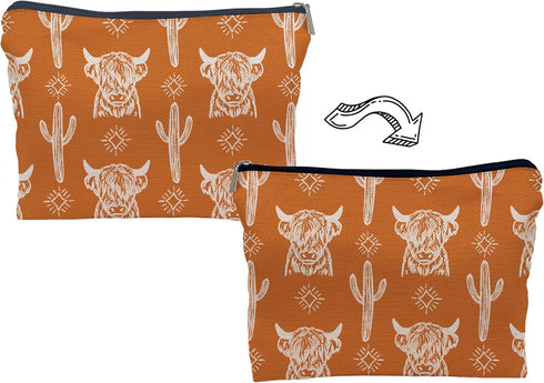Western Makeup Bag, Western Gifts for Women, Cowgirl Stuff, Cow Makeup Bag - COW A
